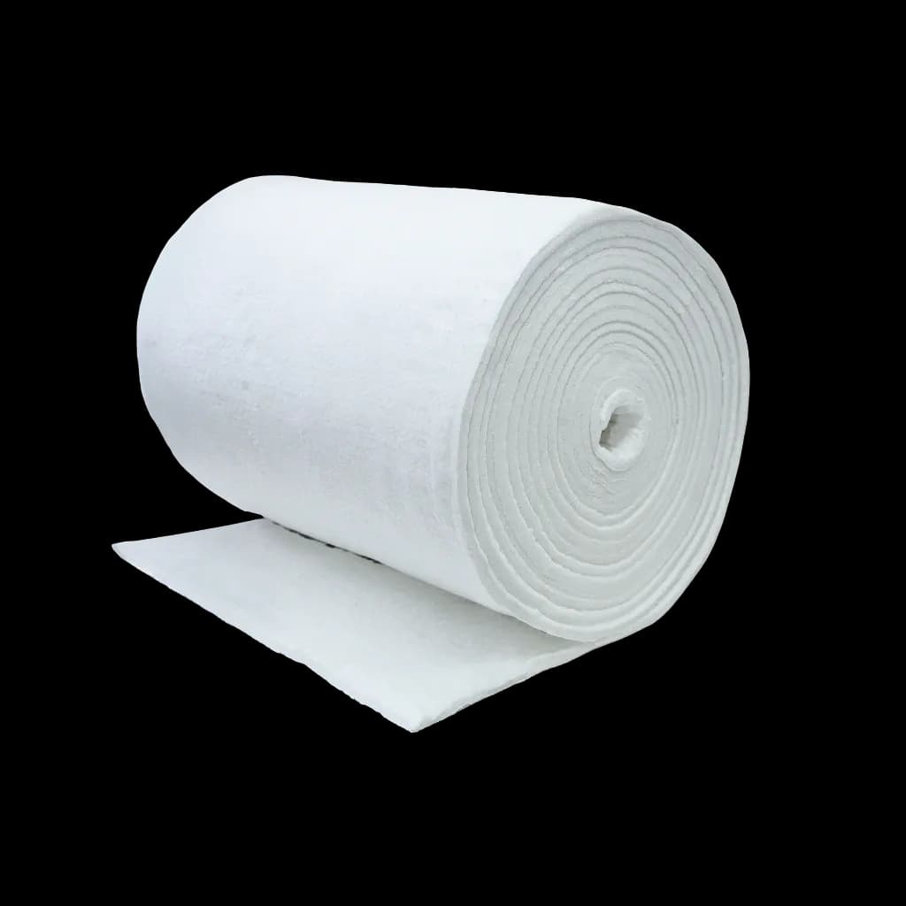 A roll of Termalblanket Mat, a white fibrous insulating material, partially unrolled.