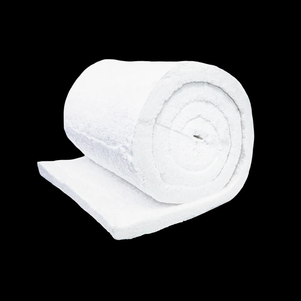 A roll of Termalblanket LS Mat, a white fibrous insulating material, partially unrolled.