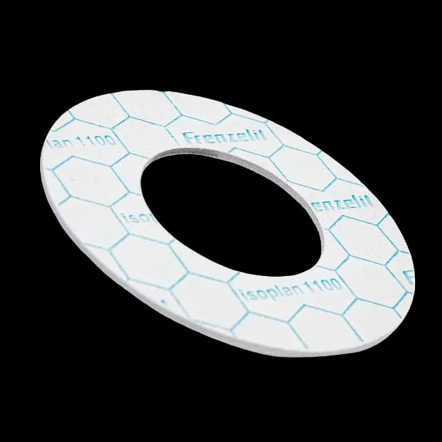 A ring-shaped insulating gasket, white in color, with a light blue hexagonal pattern.