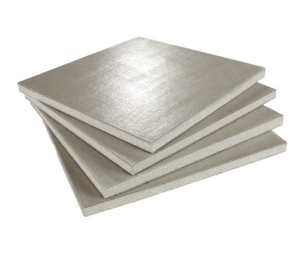 A stack of four square Termalcomb boards, with a light beige top surface and a white side core.
